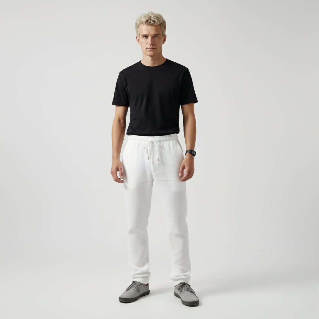 Bukse med elastisk linning og snor